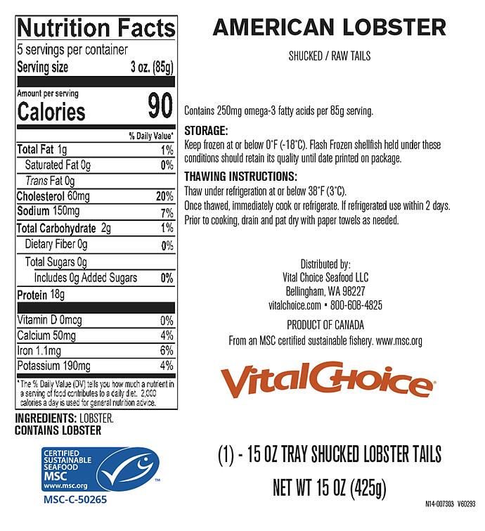 MSC Wild Maine Lobster Tails - raw, shucked, 15 oz package (1)